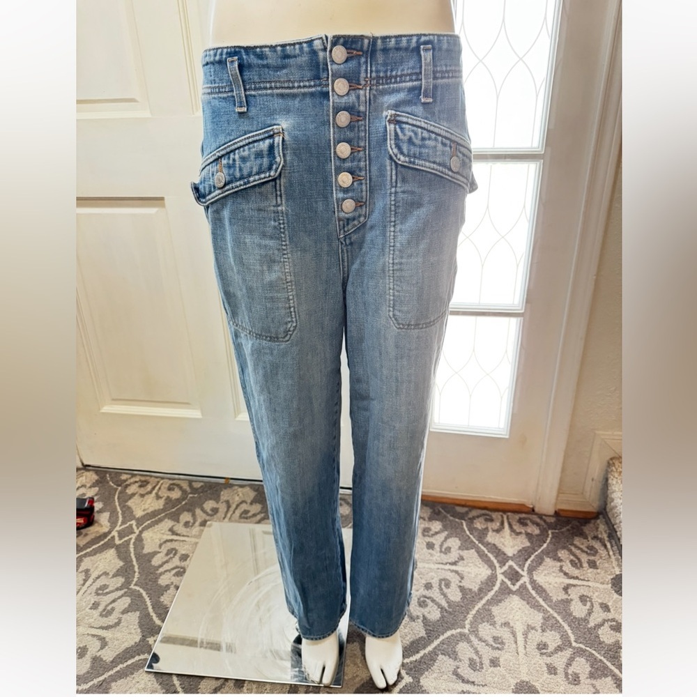 Veronica Beard Womens Rinley Cropped Straight Leg High Rise Jeans Denim Size 30